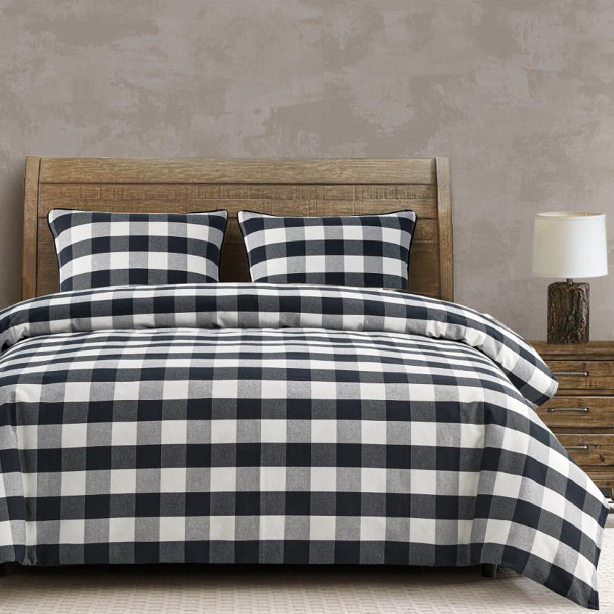 Black White Checked Comforter Set