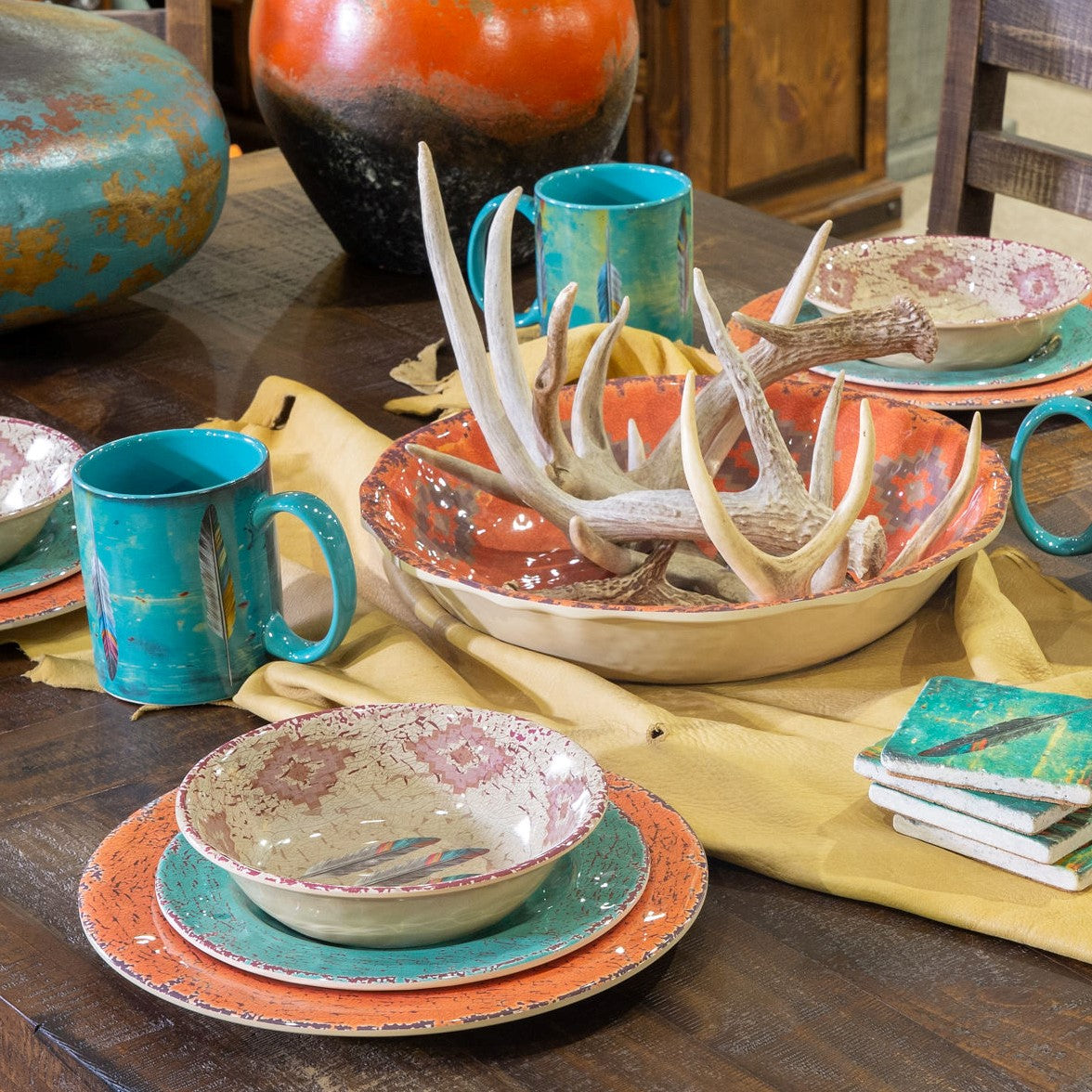 Tossed Feather Western dinnerware set