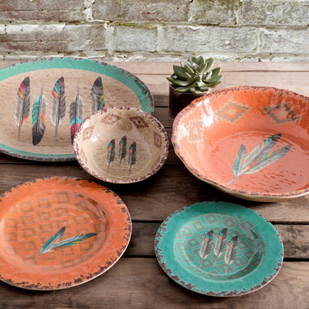 Tossed Feather Western dinnerware set 1