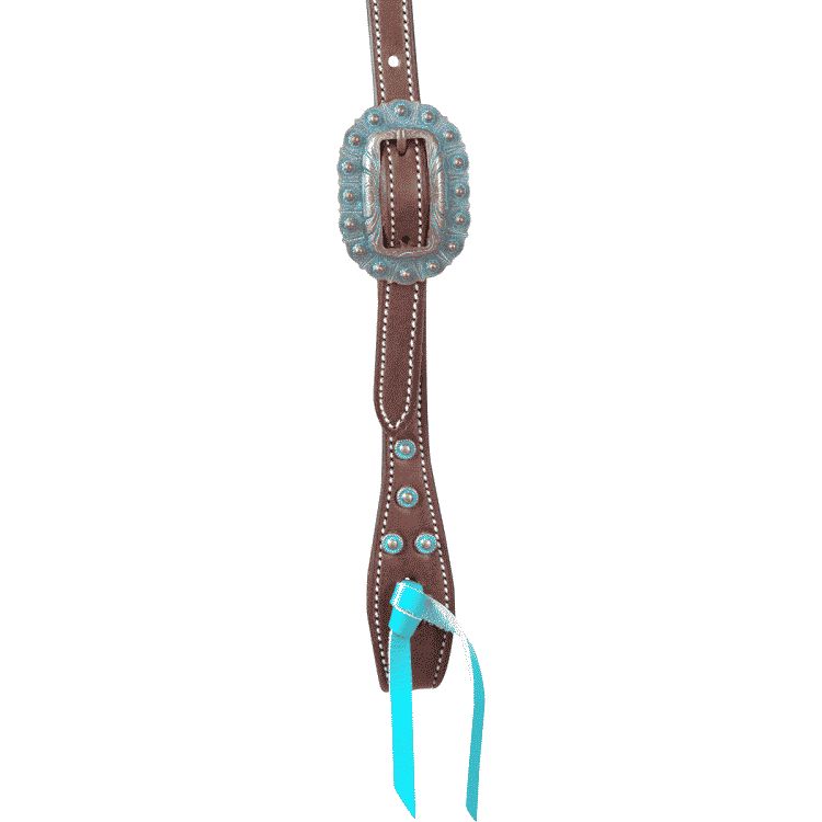 Headstall with turquoise knots and antique dots