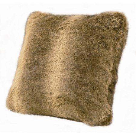 Brown faux fur wolf pillow