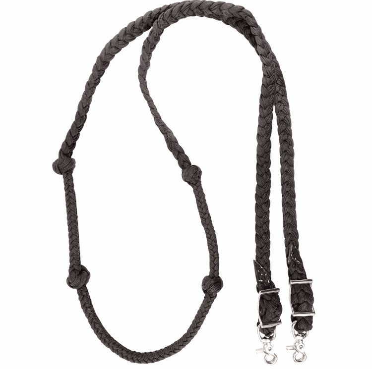 Braided Nylon Barrel Reins with knots