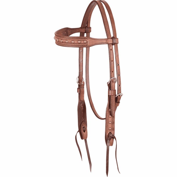 Rope border leather headstall