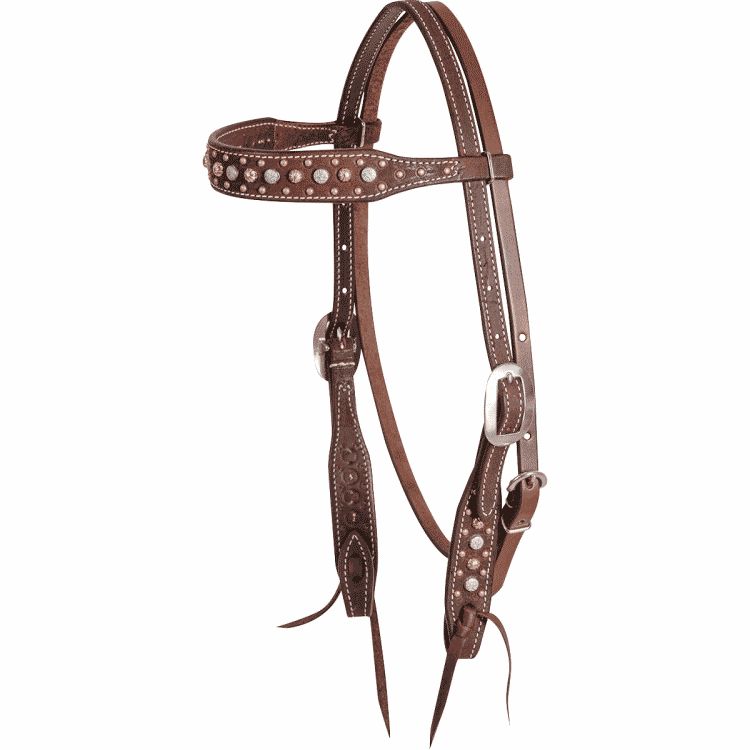 Embossed floral spot chocolate roughout Headstall