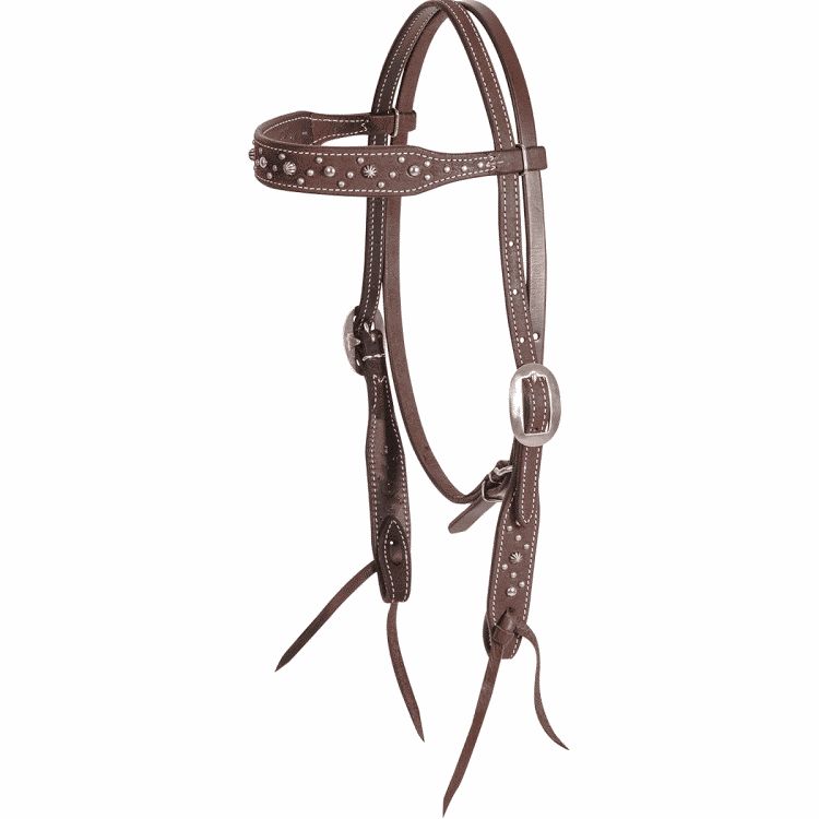 Pewter chocolate roughout Headstall
