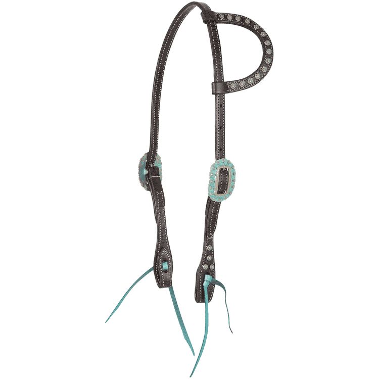 Turquoise Antiqued Dots Headstall