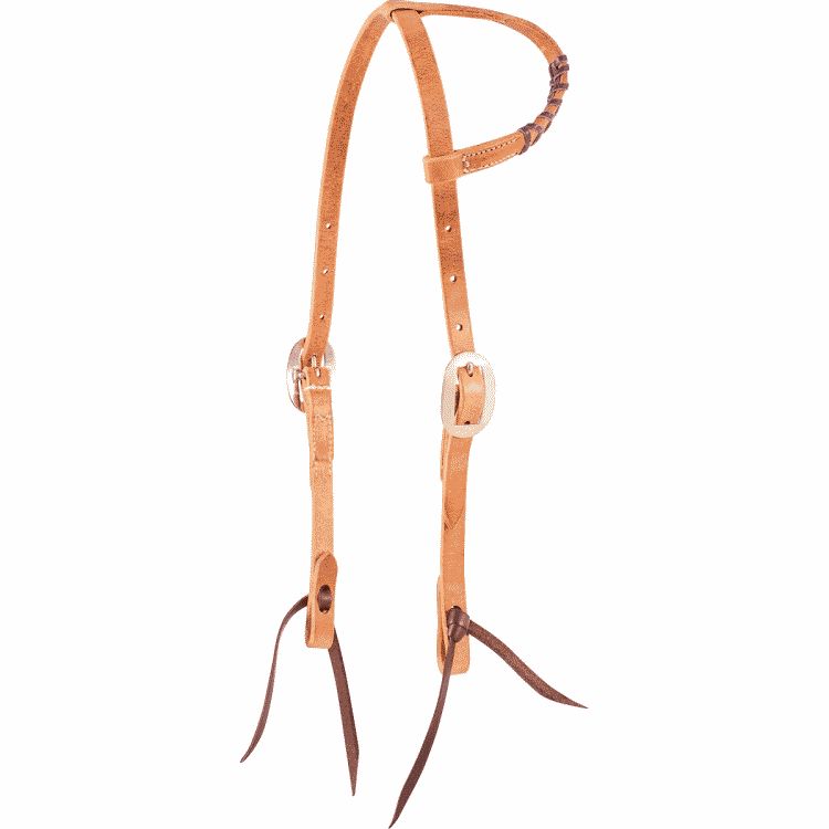 Slip Ear headstall with purple lacing