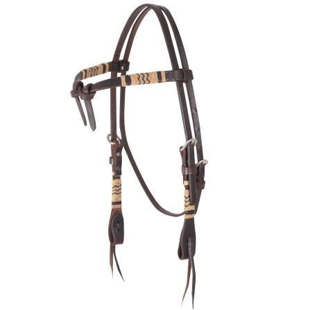 Chocolate Tie Front Rawhide Headstall