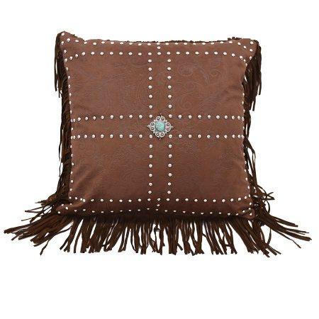 Western Pillow with concho, studs, and fringe
