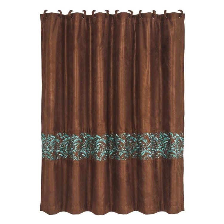 Wyatt Turquoise Scroll Shower Curtain